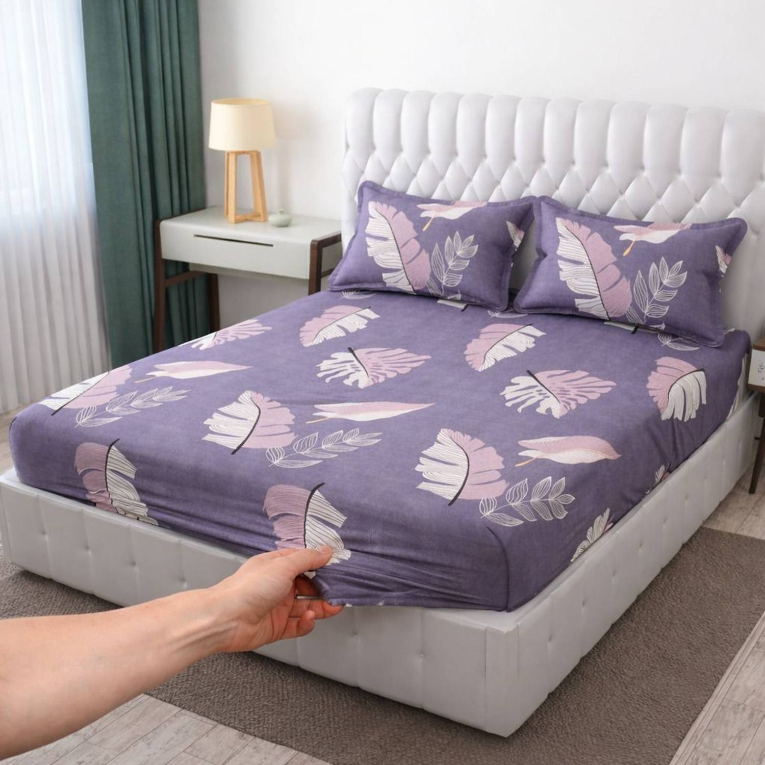 Bedit Cotton Double Fitted (Elastic) 320 TC Printed 1 Bedsheet