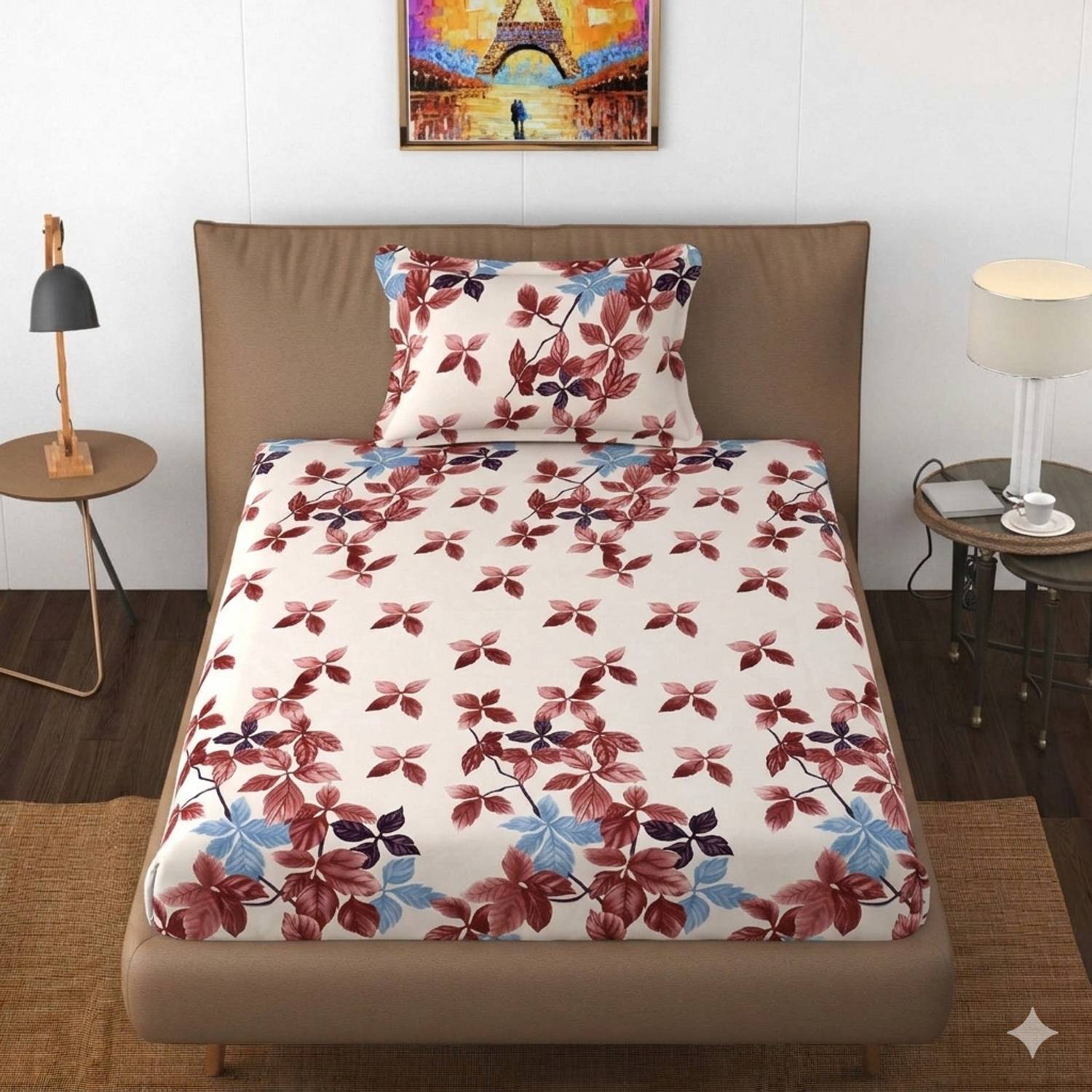 BLUEDOT Cotton Single Flat 160 TC Floral 1 Summer Bedsheet