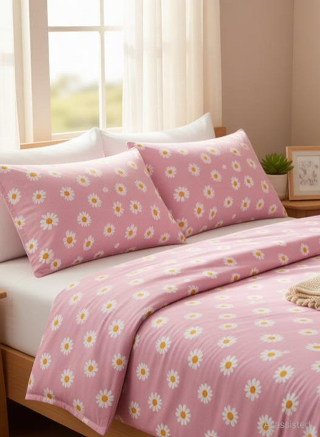 Image of LEVONTICA Cotton Blend King Flat 144 TC Printed 1 Bedsheet with 2 Pillow Covers