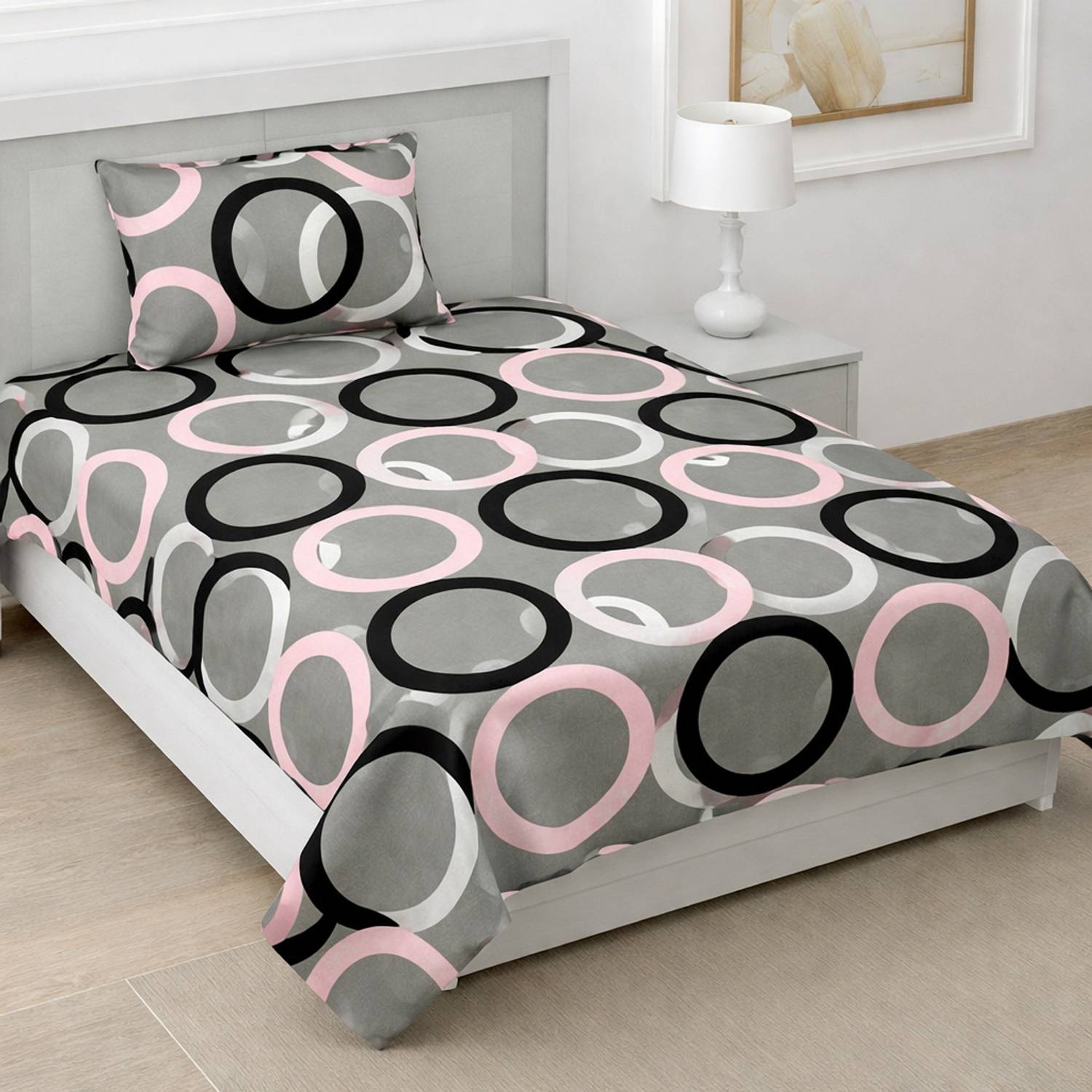 A11 M@LL Microfiber Single Flat 220 TC Floral 1 Bedsheet with 2 Pillow Covers