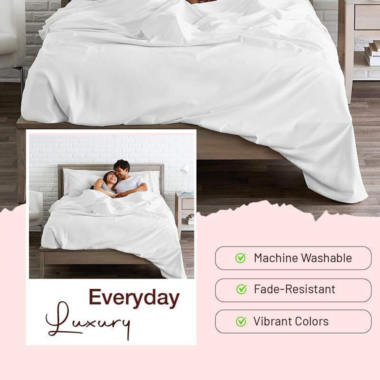 Image of lacoza Cotton Blend Double Flat 400 TC Solid 1 Bedsheet with 2 Pillow Covers