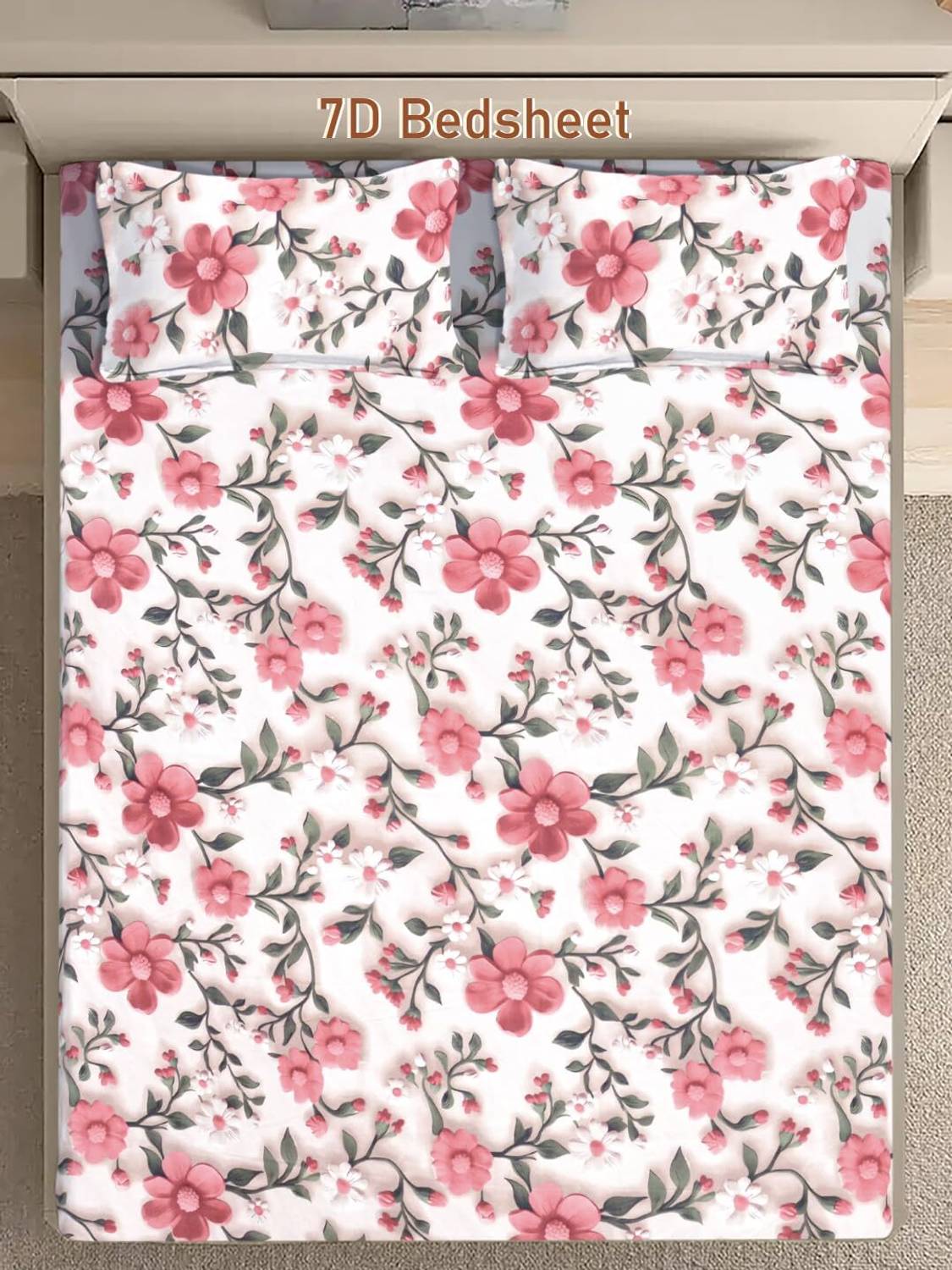 AMBERBLISH HOMES Cotton King Flat 250 TC Printed 1 Bedsheet