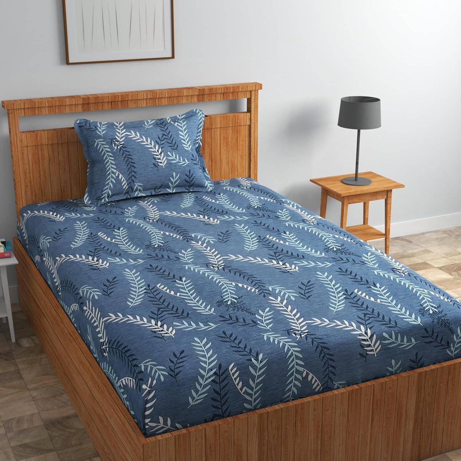 AVINYA Microfiber Single Fitted (Elastic) 244 TC Printed 1 Bedsheet