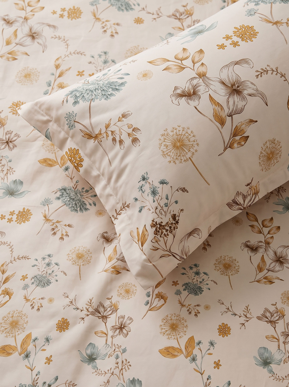 Image of Raymond Home Cotton Super King Flat 200 TC Floral 1 Bedsheet (Orange)
