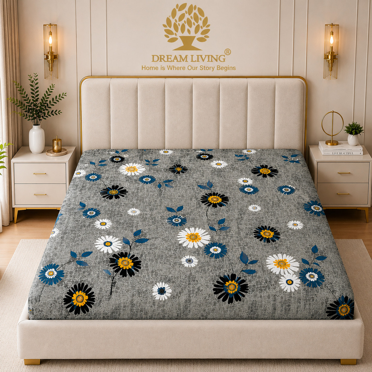 Image of DREAM LIVING Microfiber Double Flat 110 TC Printed 1 Bedsheet