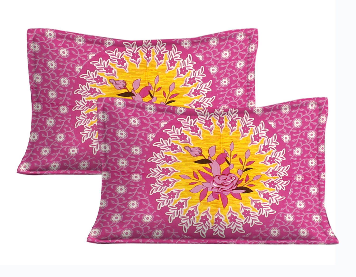 Image of JAIPUR PRINTS Cotton Double, Queen Flat 220 TC Jaipuri Prints 1 Bedsheet with 2 Pillow Covers