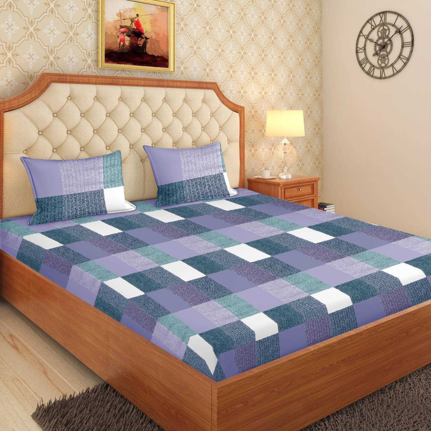 Moca by Monte Carlo Microfiber Double Flat 120 TC Checkered 1 Bed