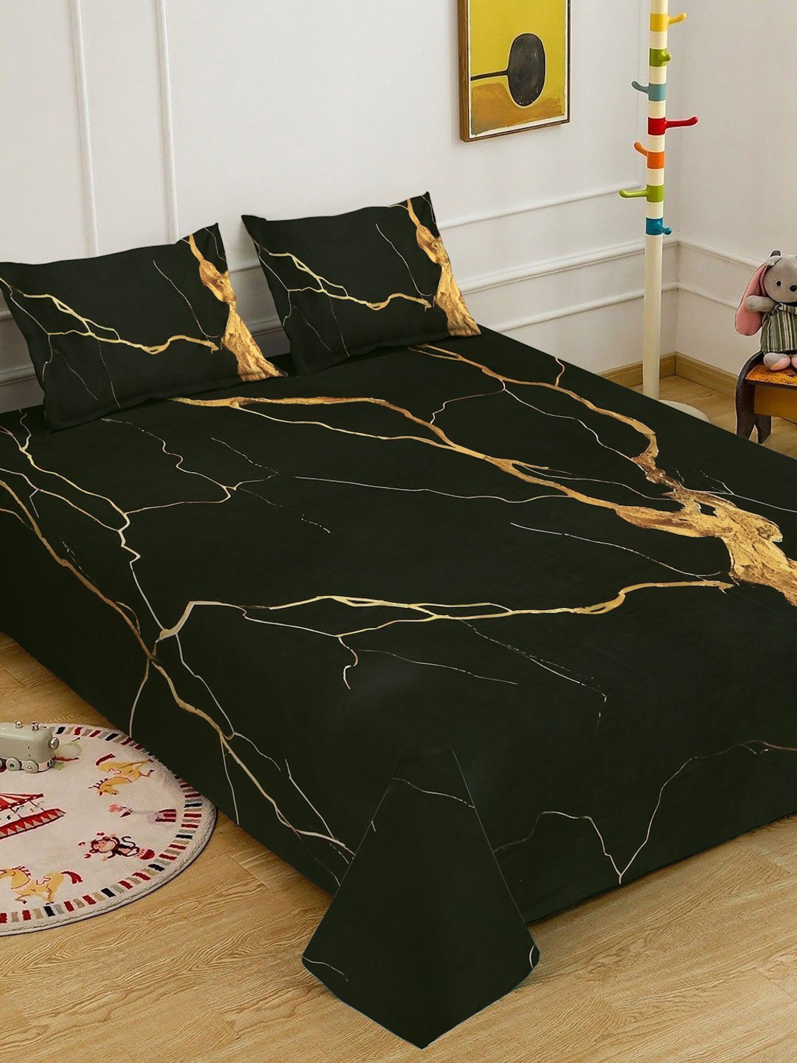 Image of Klotthe Cotton Blend King Flat 400 TC Floral 1 Bedsheet