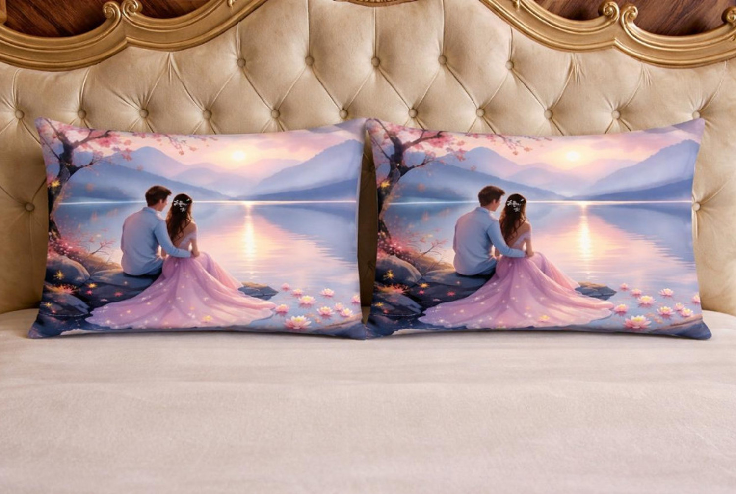 Image of SHAGUN FABS Cotton King Flat 400 TC Printed 1 Summer Bedsheet with 2 Pillow Covers, 2 Cushion Covers