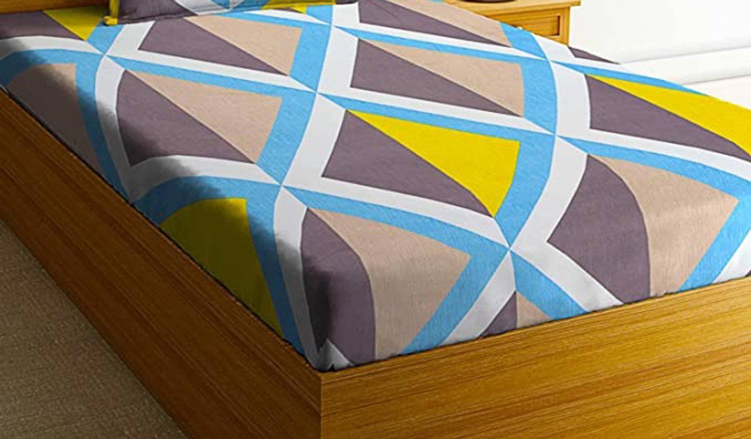 AAZEEM Microfiber Single Flat 180 TC Printed 1 Bedsheet with 2 Pillow Covers