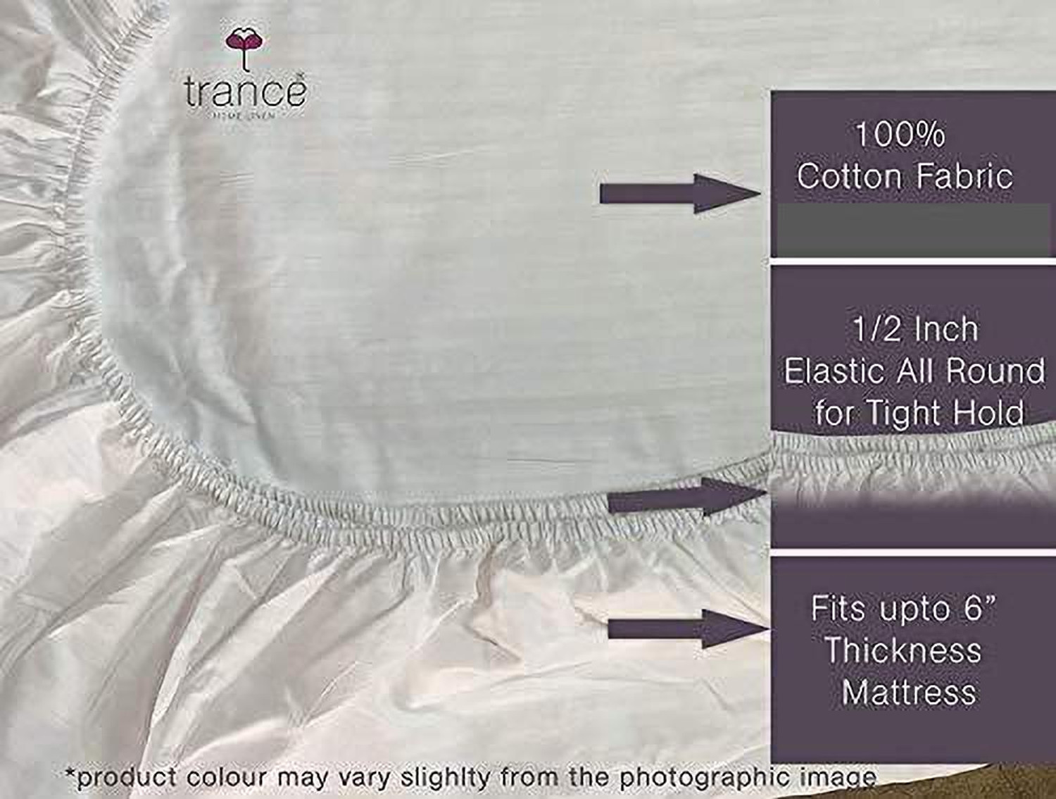 Image of Trance Home Linen Cotton Single Fitted (Elastic) 200 TC Striped 1 Bedsheet with 2 Pillow Covers