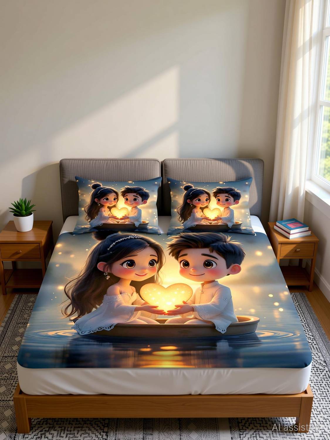 abluent home Polycotton King Flat 300 TC Printed 1 Bedsheet with 2 Pillow Covers