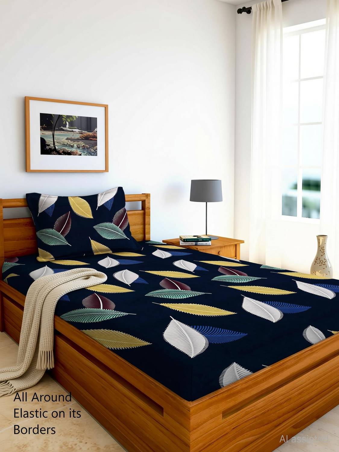 Amrange Microfiber Single Fitted (Elastic) 190 TC 3D Printed 1 Bedsheet