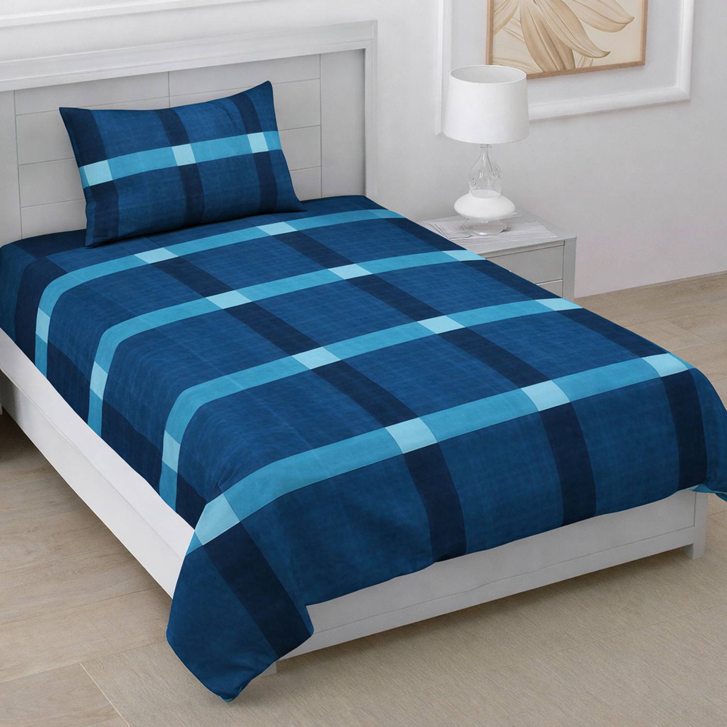 A11 M@LL Microfiber Single Flat 220 TC Floral 1 Bedsheet with 2 Pillow Covers