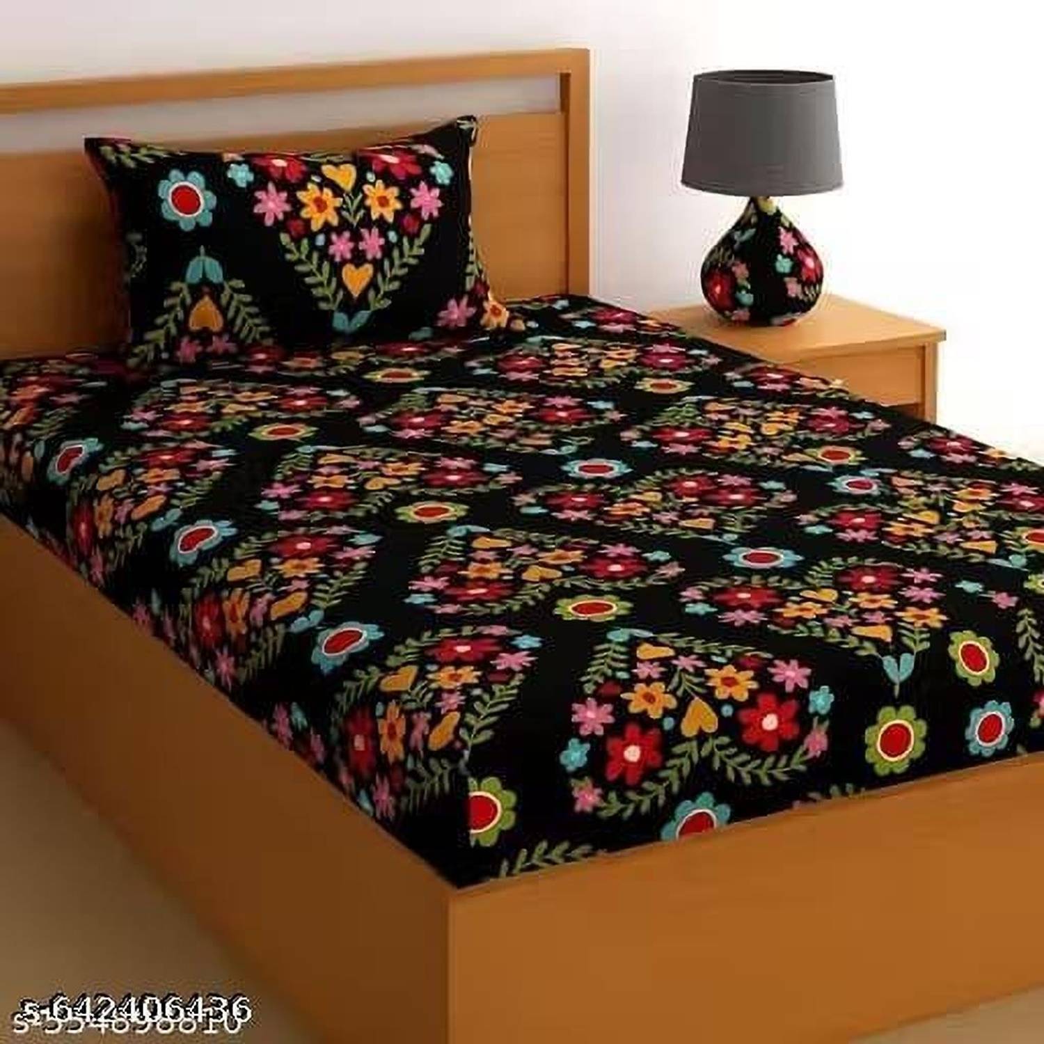 Bedit Cotton Single Fitted (Elastic) 320 TC Floral 1 Bedsheet