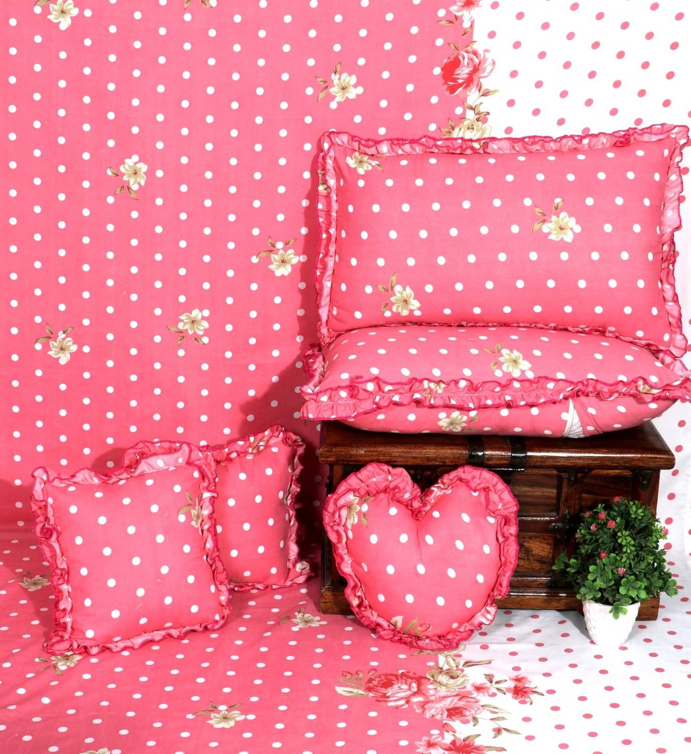 frisly Cotton Double Flat 300 TC Printed 1 Summer Bedsheet with 2