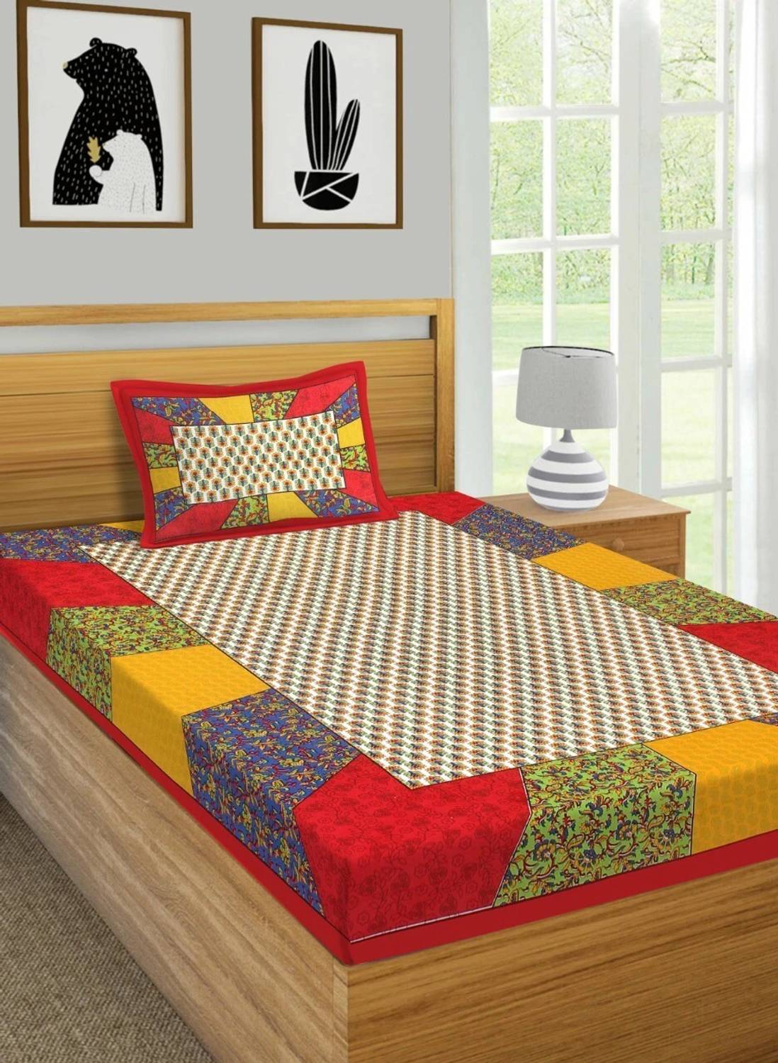 Flipkart SmartBuy Cotton Single Flat 180 TC Jaipuri Prints 1 Beds