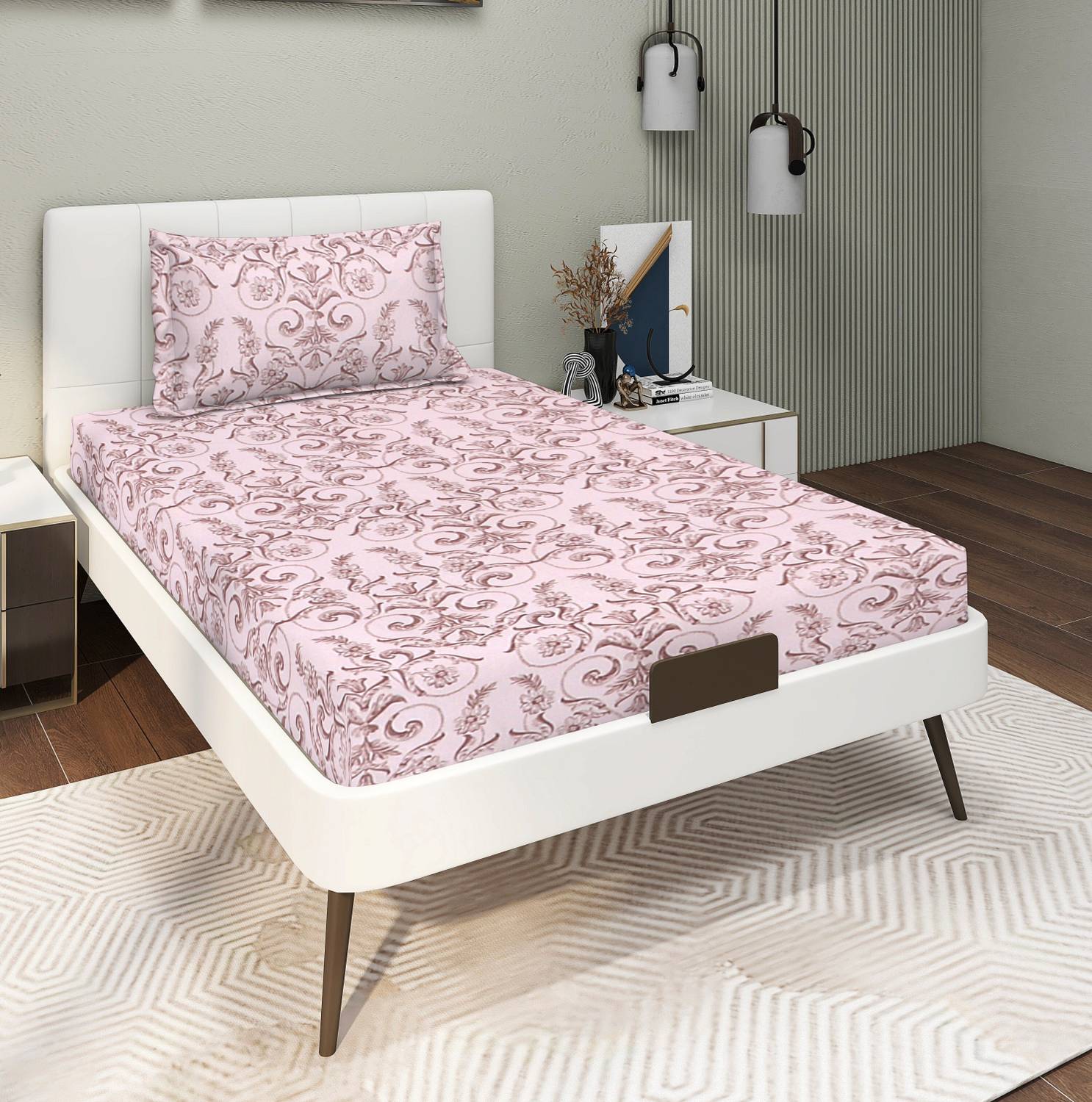 CARLTON LONDON Microfiber Single Flat 140 TC Floral 1 Bedsheet