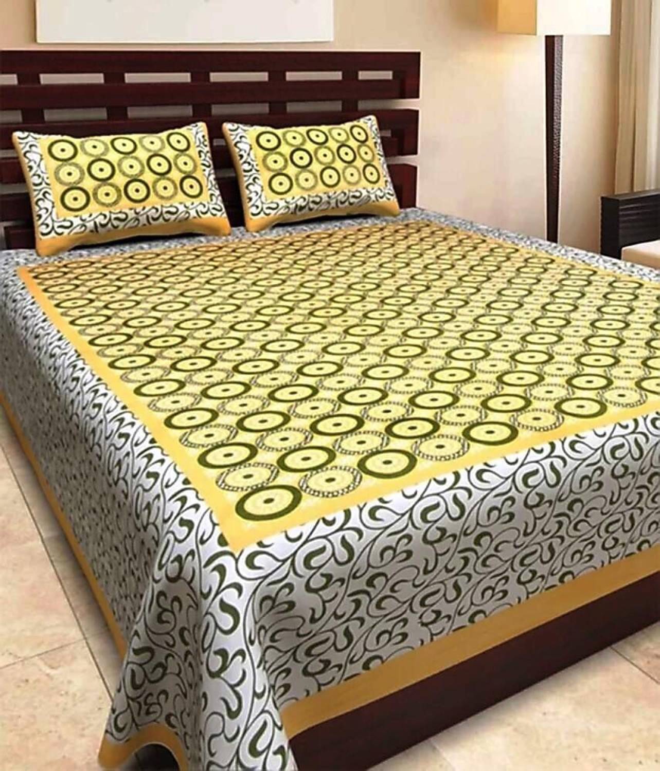 avtar Cotton King Flat 160 TC Printed 1 Bedsheet with 2 Pillow Covers