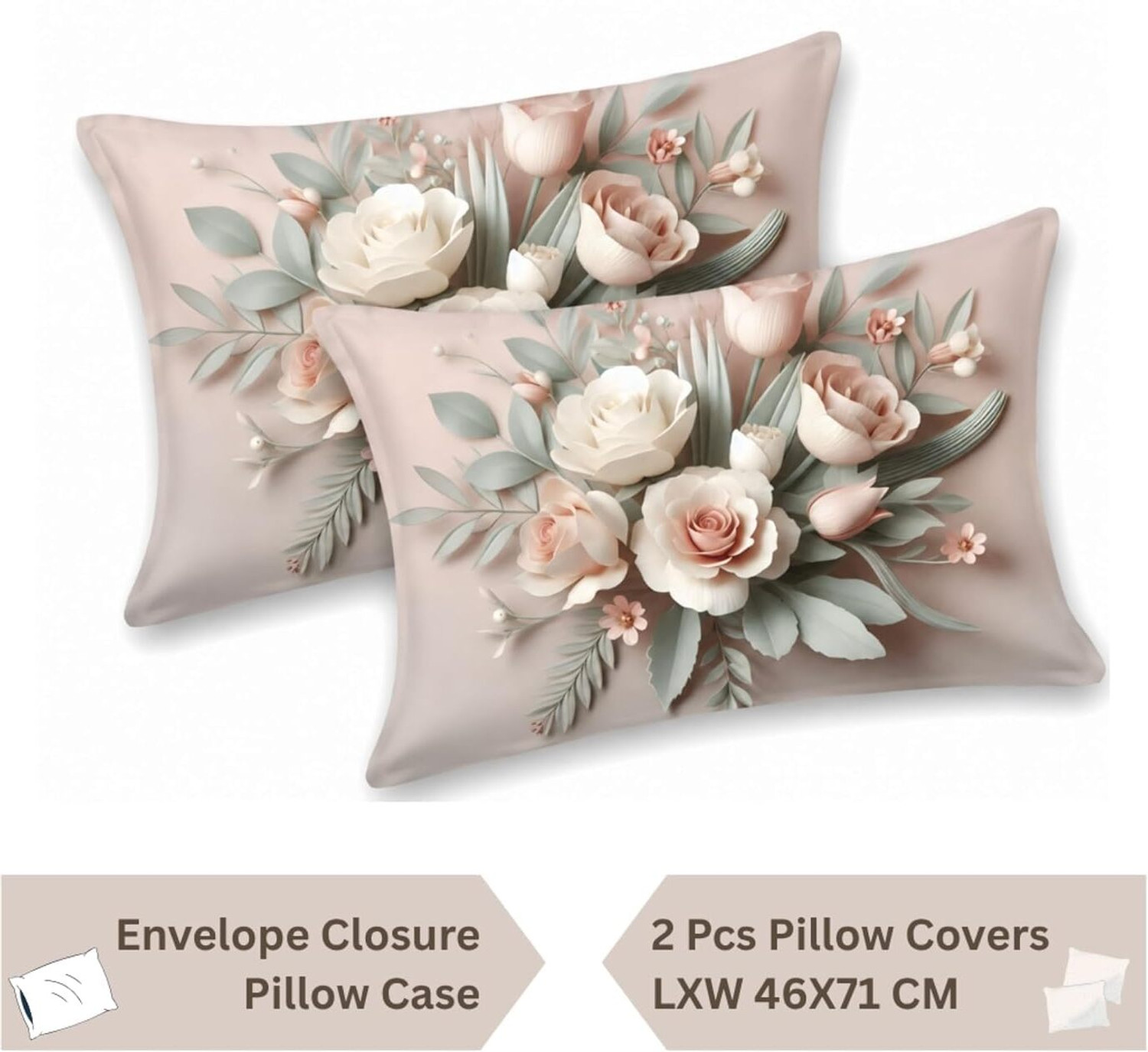 Image of JiyanshDecor Cotton Blend King Flat 220 TC Floral 1 Summer Bedsheet with 2 Pillow Covers