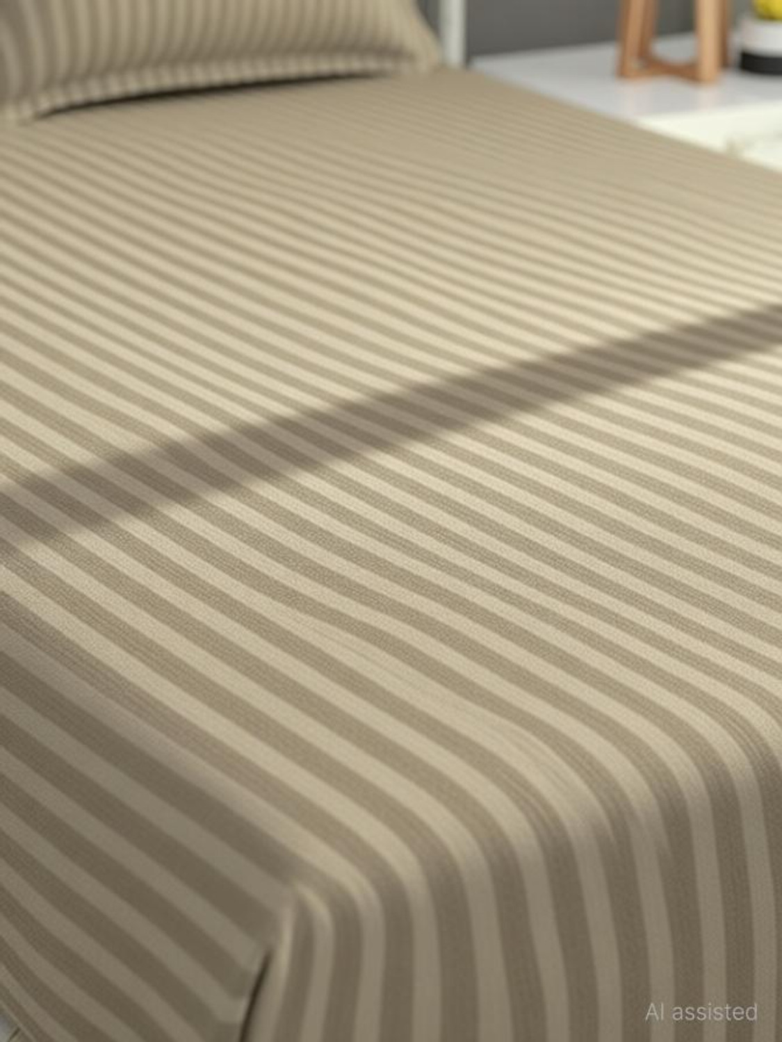 Image of TEXIVA Cotton Double Flat 250 TC Striped 1 Bedsheet