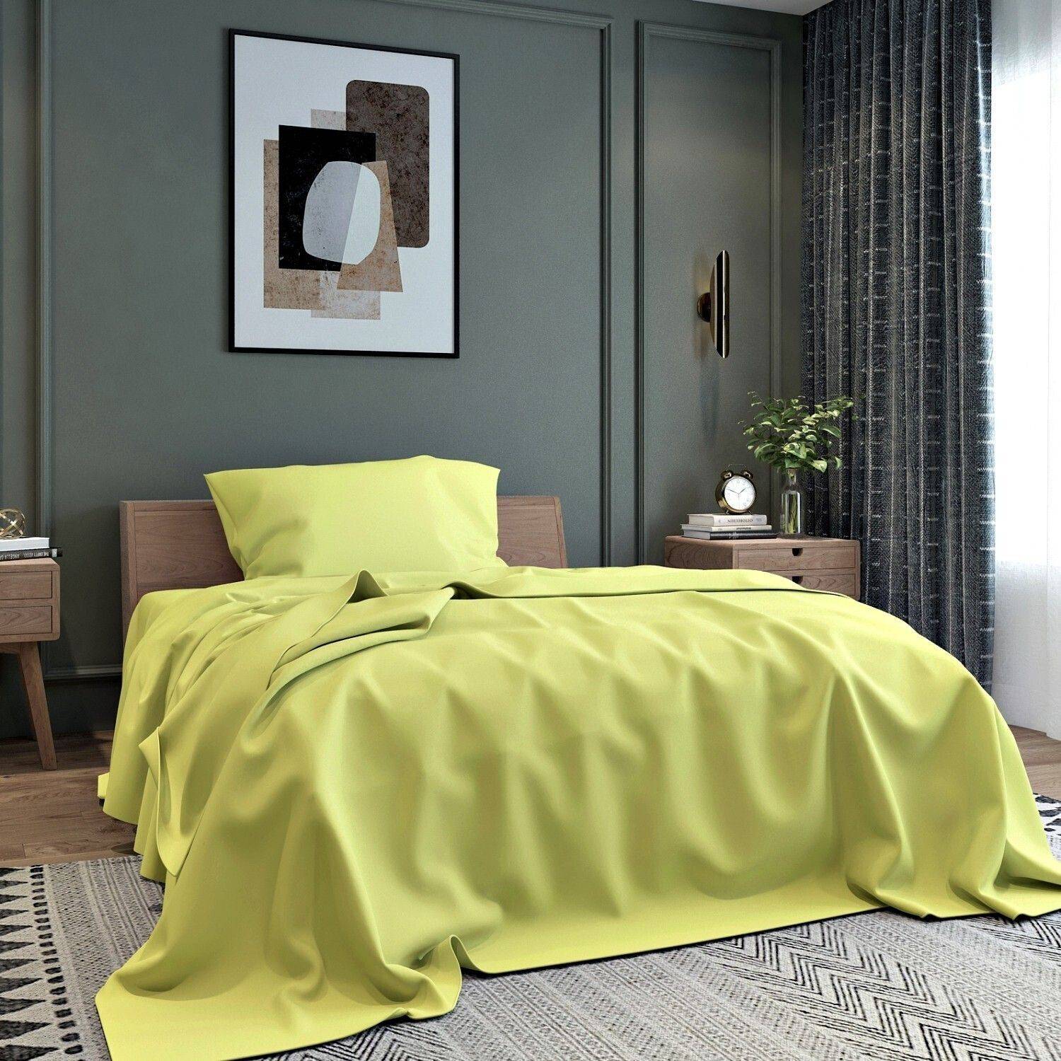 BELVOSTUM Microfiber Single Flat 280 TC Solid 1 Bedsheet with 2 P