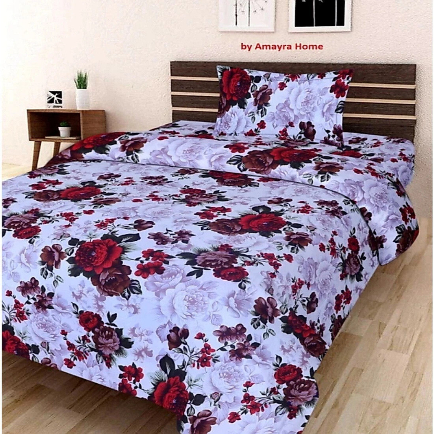 Image of MJJ Microfiber Single Flat 180 TC Printed 1 Bedsheet with 2 Pillow Covers