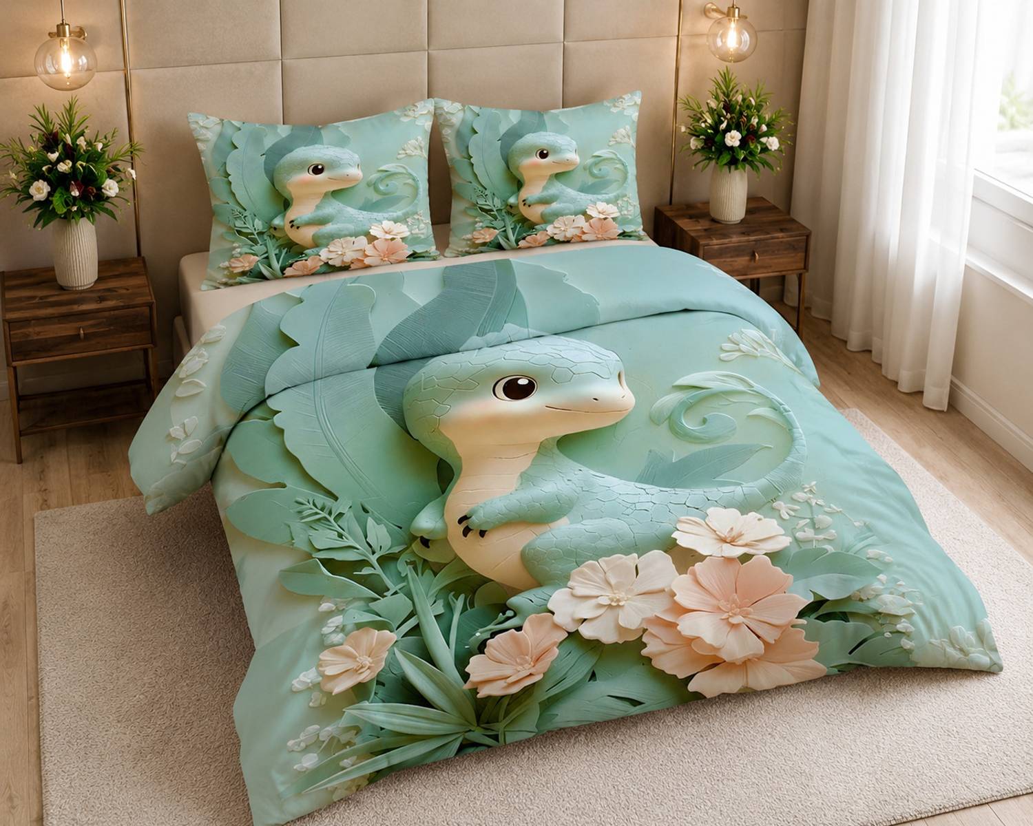 Arshi Handloom Cotton Queen Flat 300 TC Printed 1 Bedsheet with 2 Pillow Covers