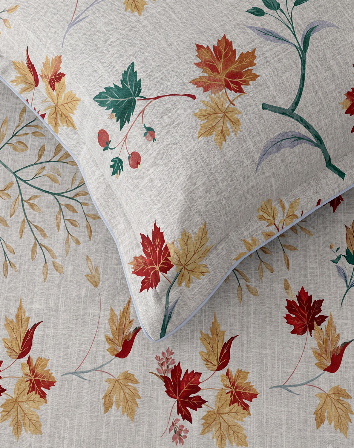 Image of Raymond Home Microfiber Double Flat 110 TC Floral 1 Bedsheet (Off-White)
