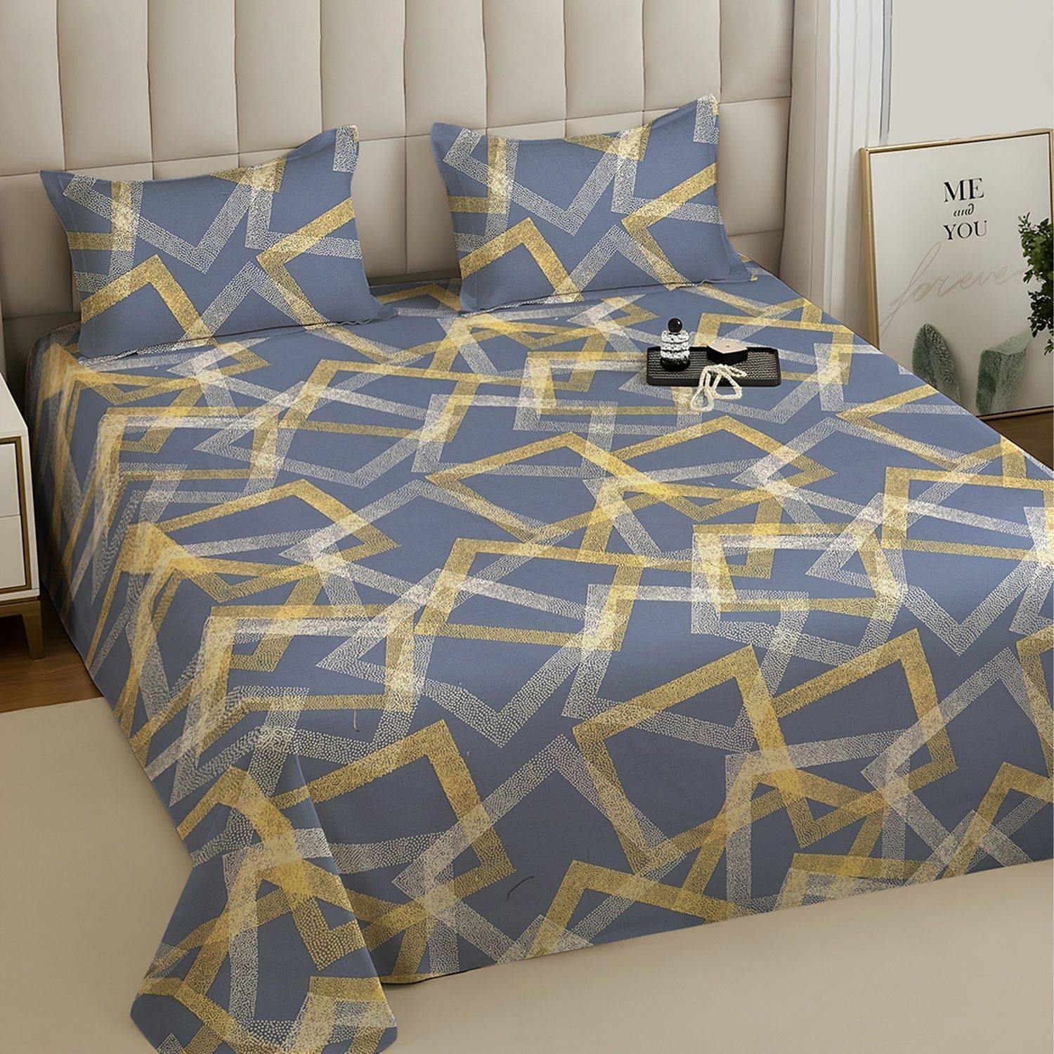 Weave & Decor Cotton Double Flat 144 TC Printed 1 Summer Bedsheet