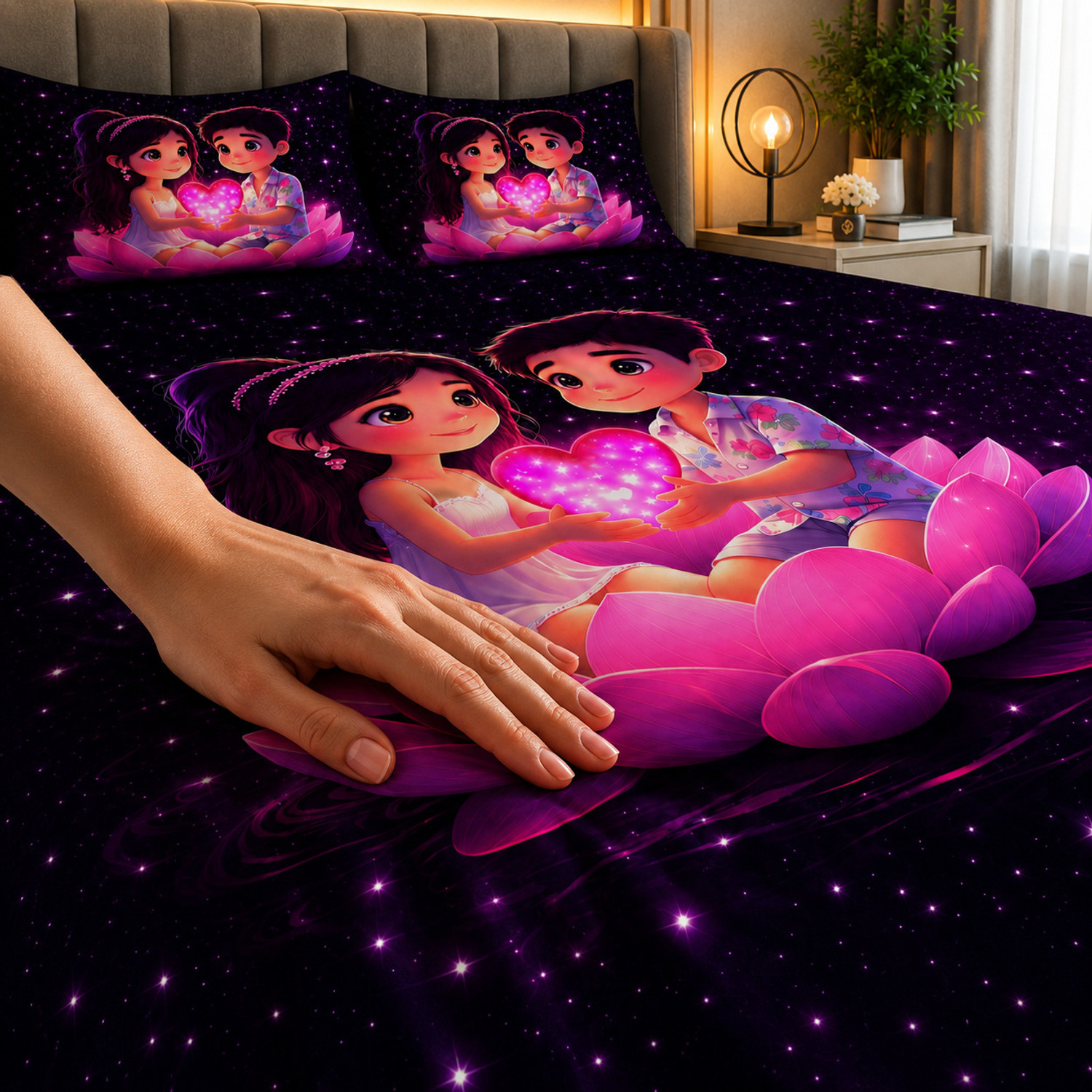 Image of Radhya Fab Cotton Double Flat 300 TC Cartoon 2 Bedsheets