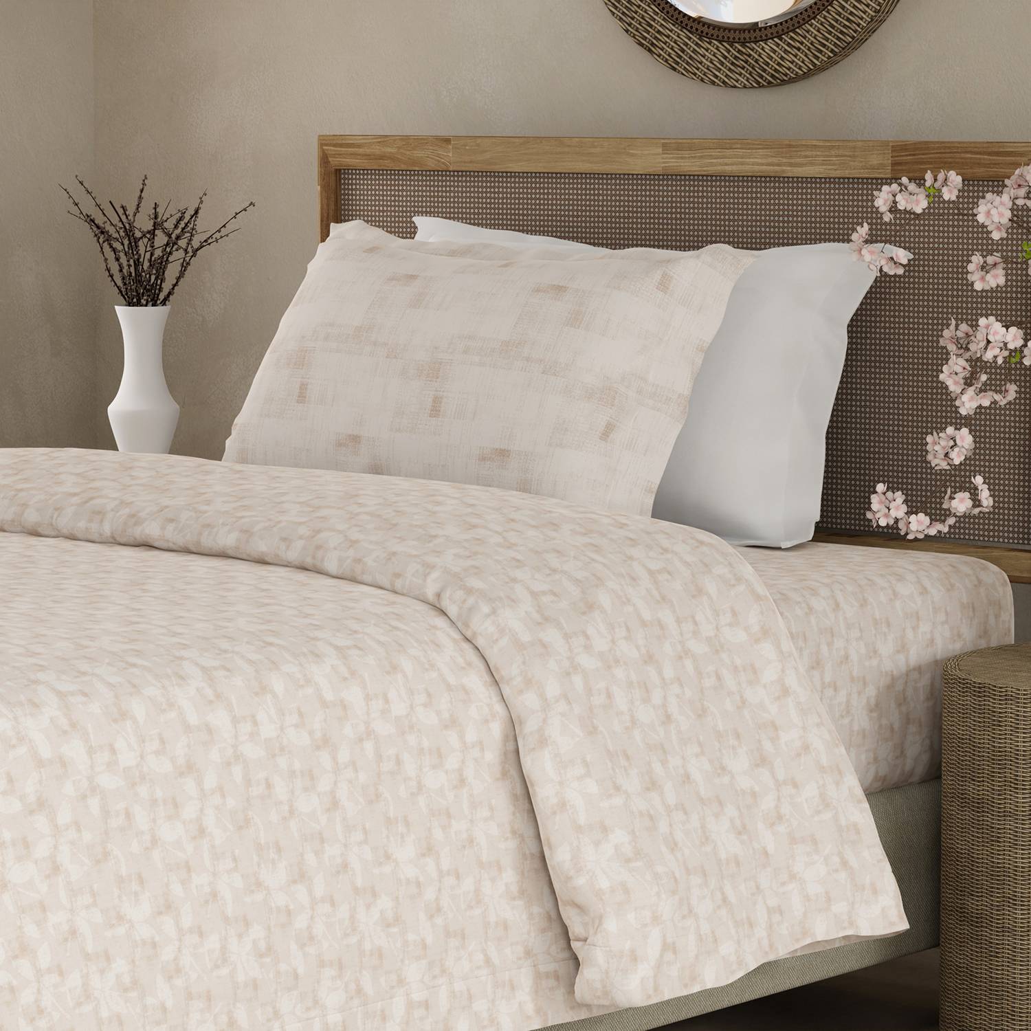 Boutique Living Cotton Single Flat 200 TC Floral 1 Bedsheet with 2 Pillow Covers