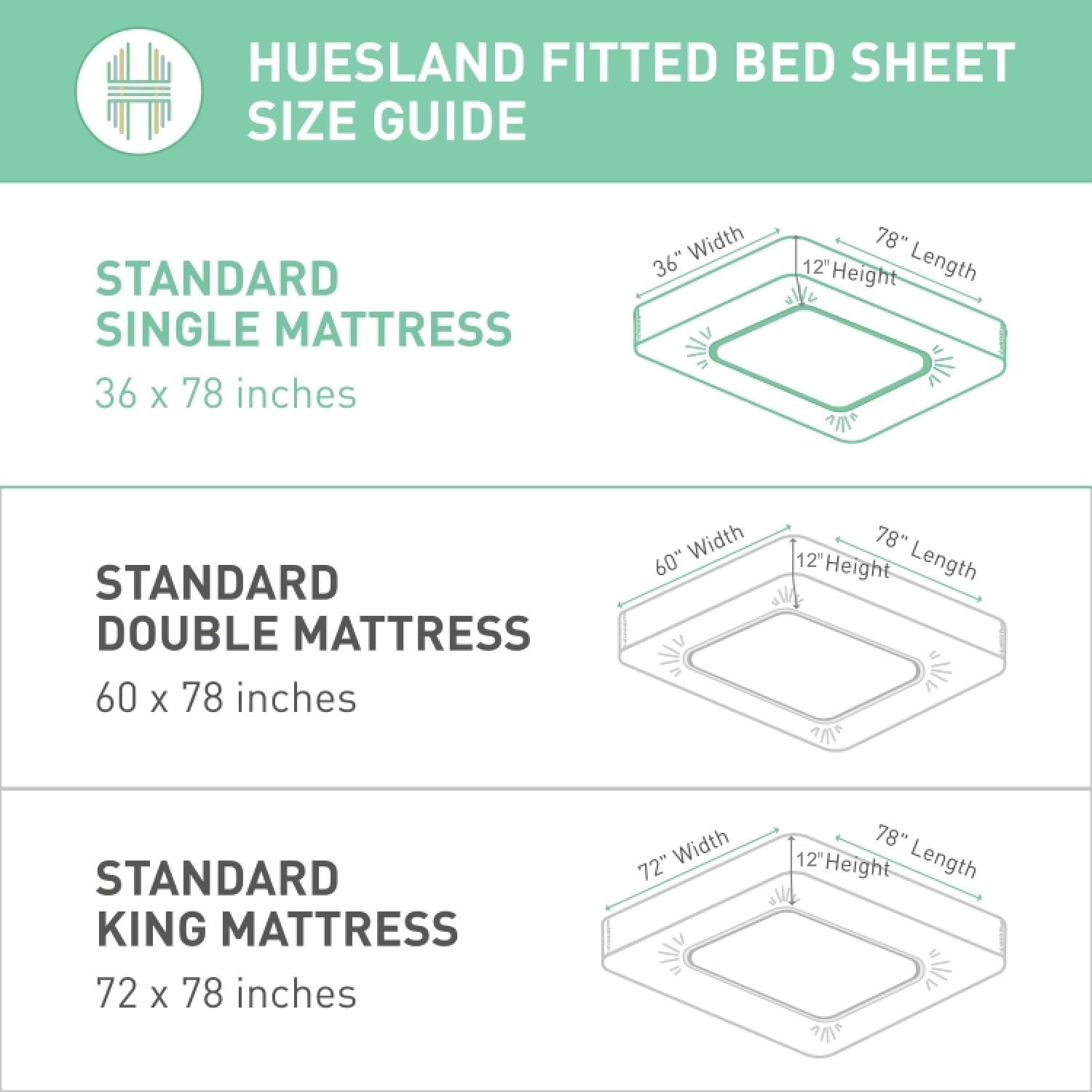 Image of Huesland Cotton Single Fitted (Elastic) 210 TC Geometric 1 Bedsheet with 2 Pillow Covers