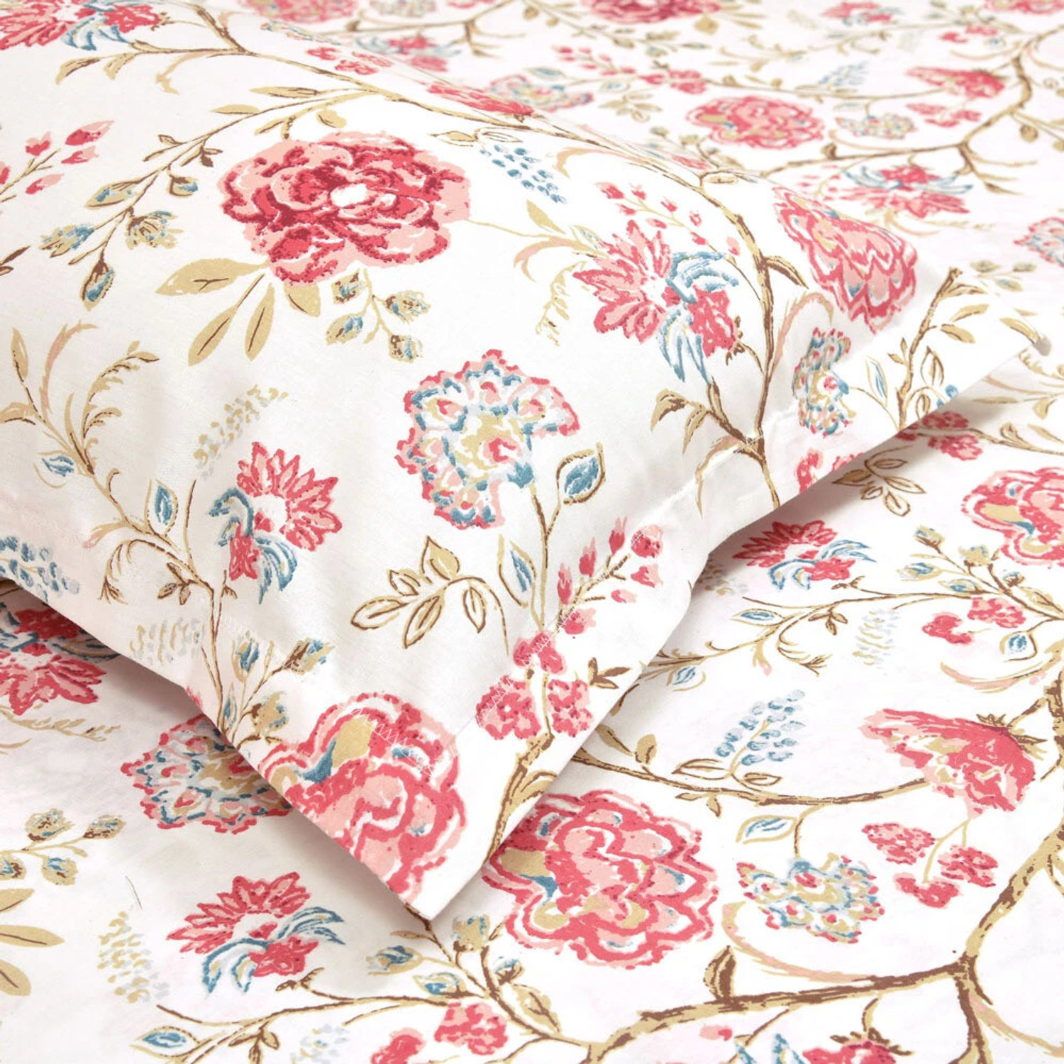 Image of haus & kinder Cotton King Fitted (Elastic) 186 TC Printed 1 Bedsheet with 2 Pillow Covers