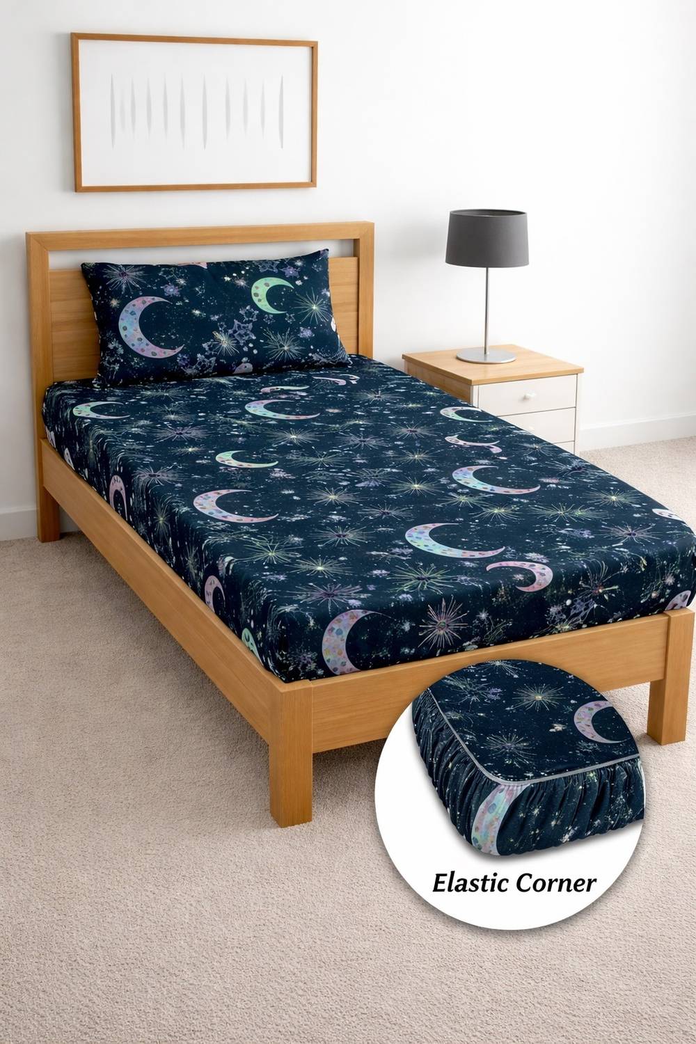 AMEYAA Cotton Single Fitted (Elastic) 320 TC Floral 1 Bedsheet with 2 Pillow Covers