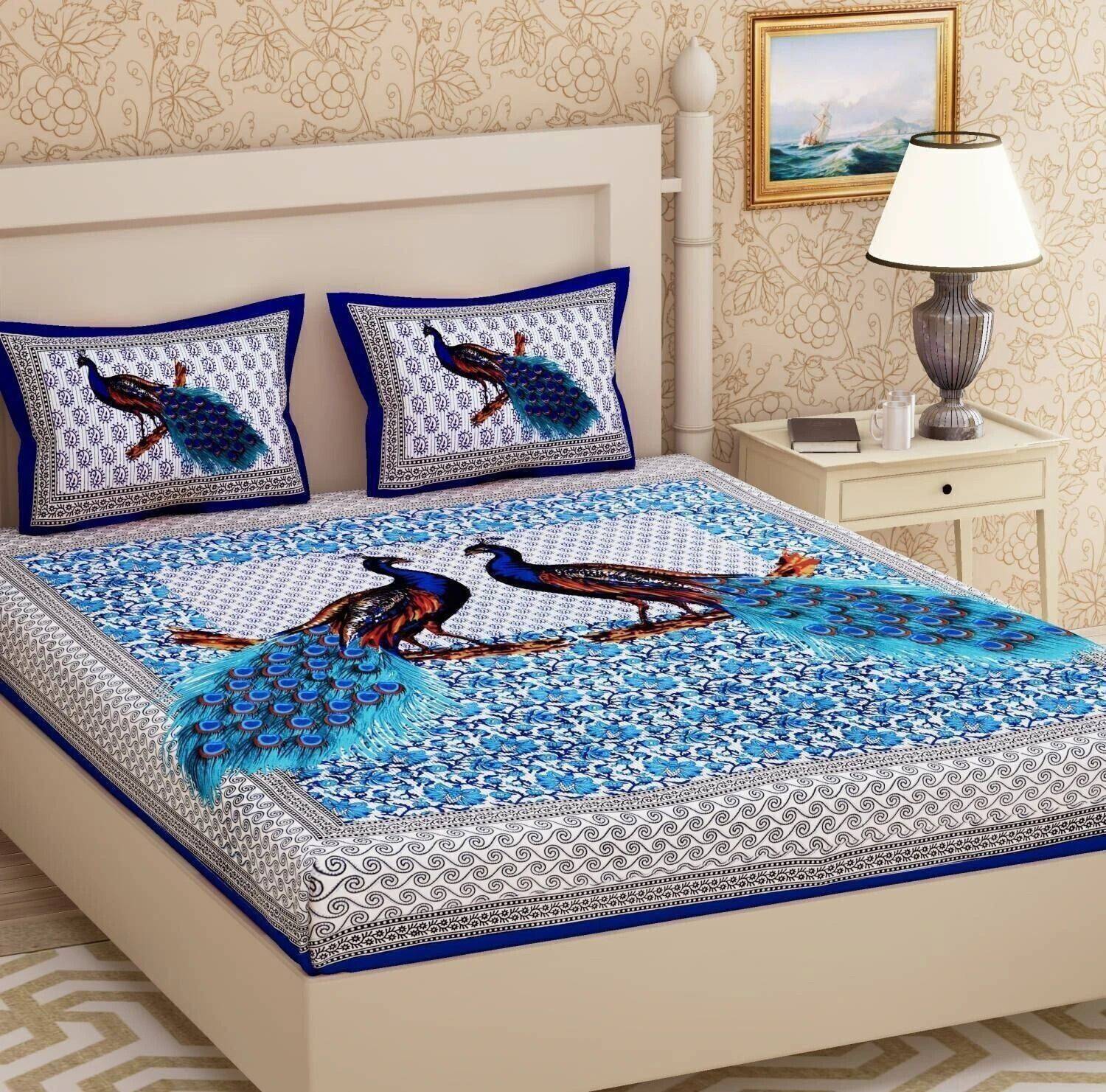 Ananta Cotton Double Flat 144 TC Animal 1 Bedsheet with 2 Pillow Covers