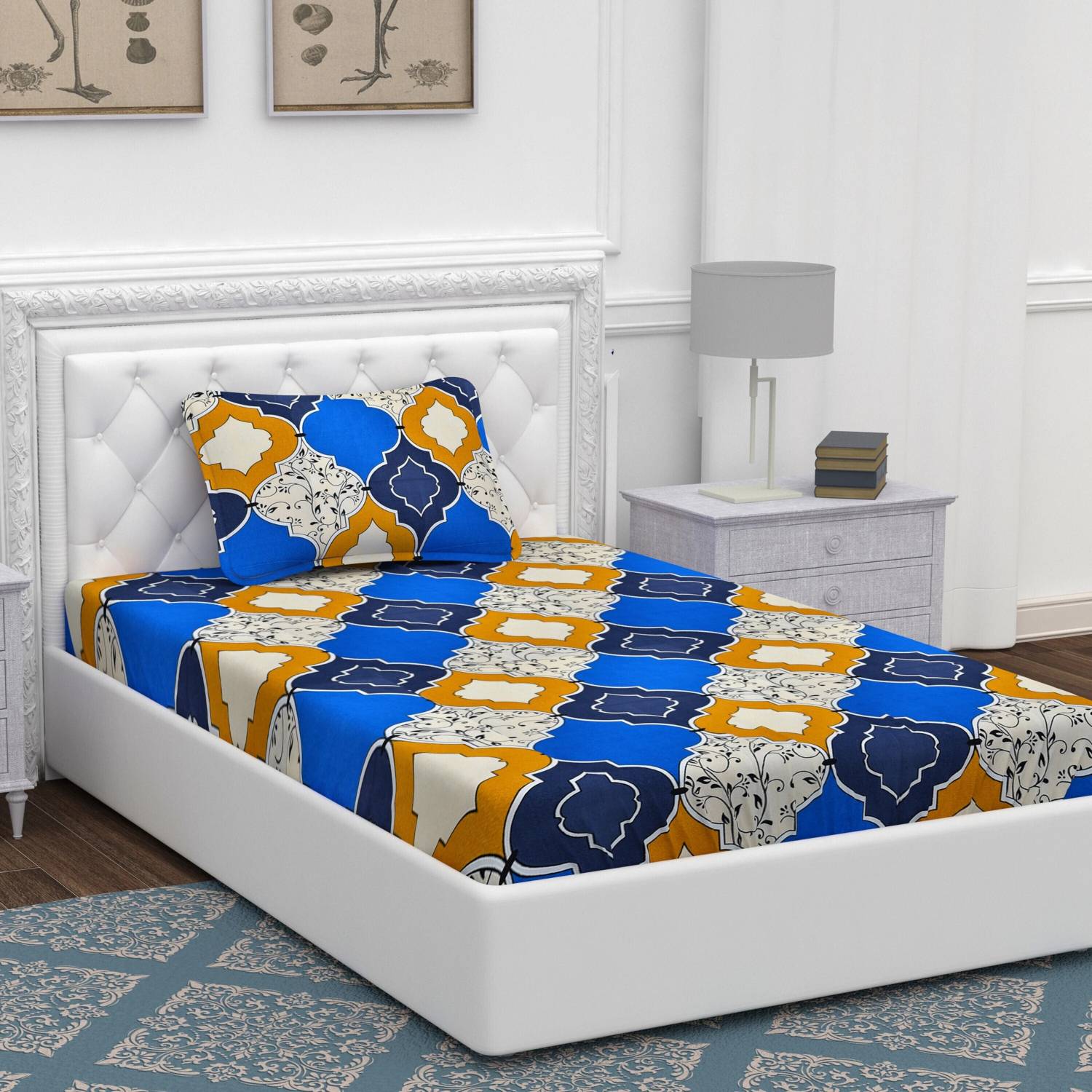 BEVI Microfiber Single Flat 300 TC Printed 1 Bedsheet