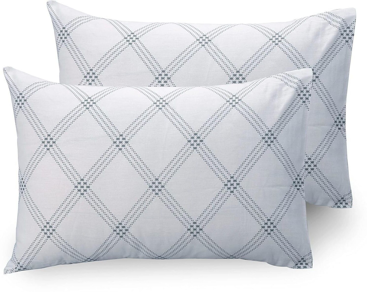Image of Huesland Cotton Single Fitted (Elastic) 210 TC Geometric 1 Bedsheet with 2 Pillow Covers