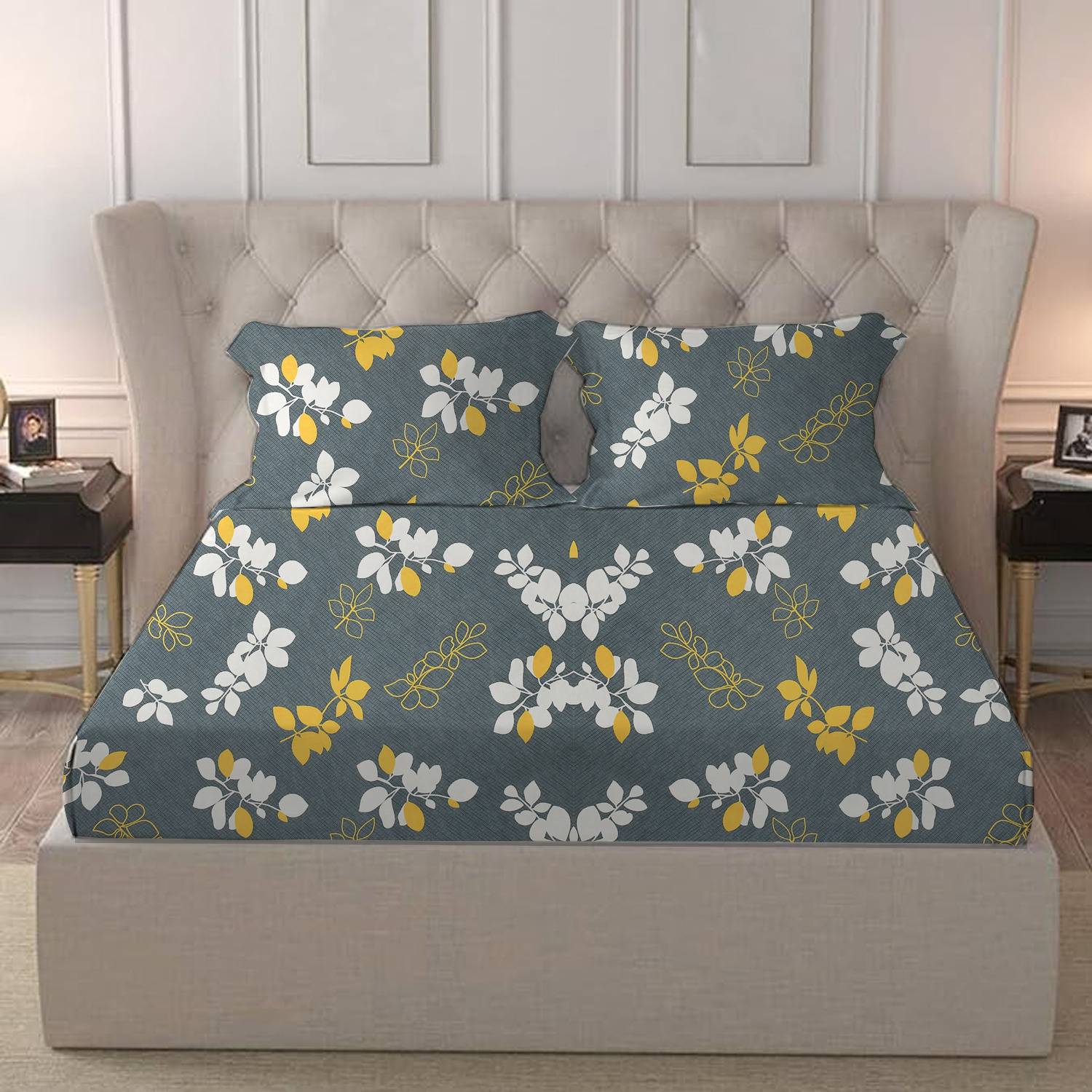 BROMWICK Cotton Double Fitted (Elastic) 251 TC 3D Printed 1 Bedsh