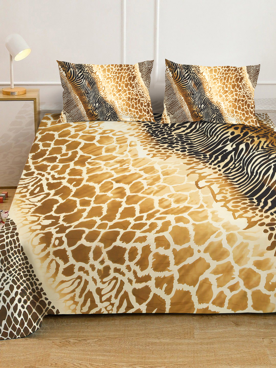 Image of Klotthe Cotton Blend King Fitted (Elastic) 400 TC Floral 1 Bedsheet