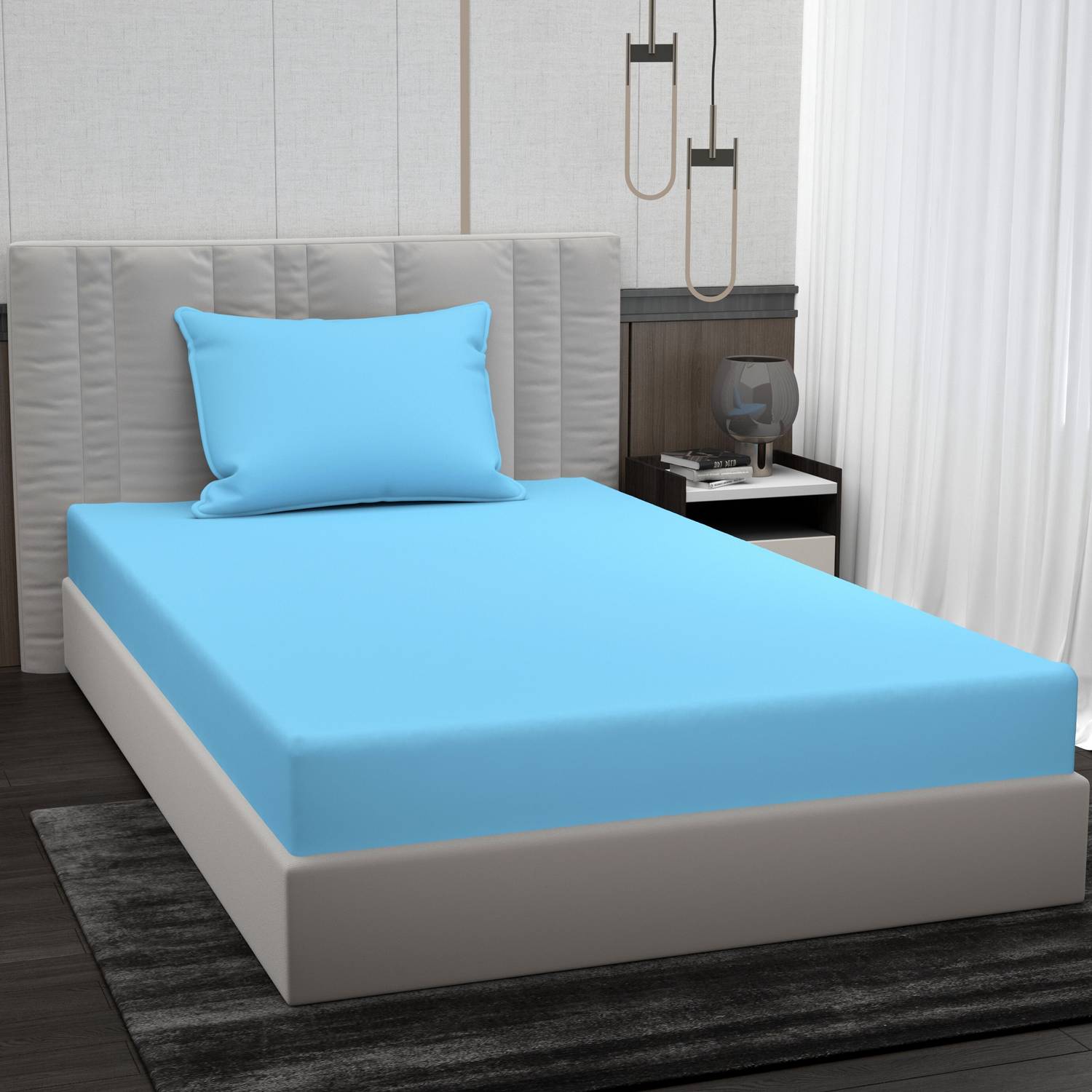 BROMWICK Microfiber Single Flat 220 TC Solid 1 Bedsheet with 2 Pillow Covers