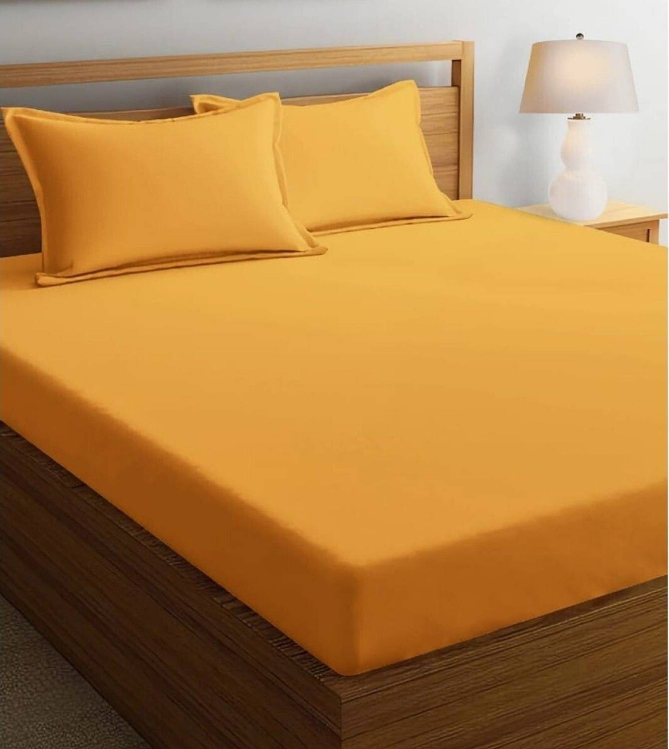 BELVOSTUM Microfiber Double Flat 180 TC Solid 1 Bedsheet with 2 Pillow Covers