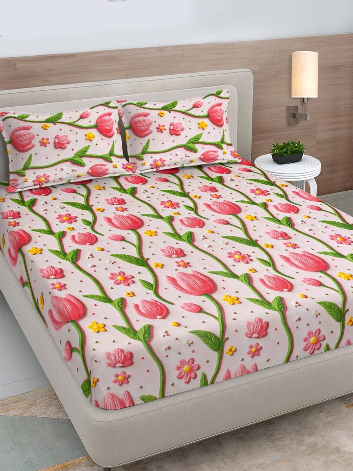 AMBERBLISH HOMES Cotton King Flat 250 TC Printed 1 Bedsheet