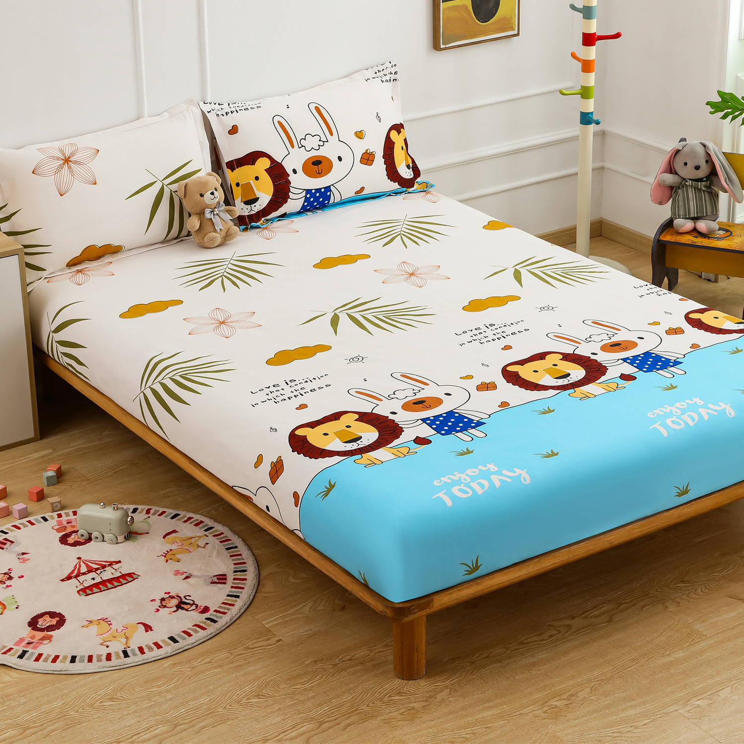 Image of Story@home Microfiber Double Flat 180 TC Printed 1 Summer Bedsheet with 2 Pillow Covers