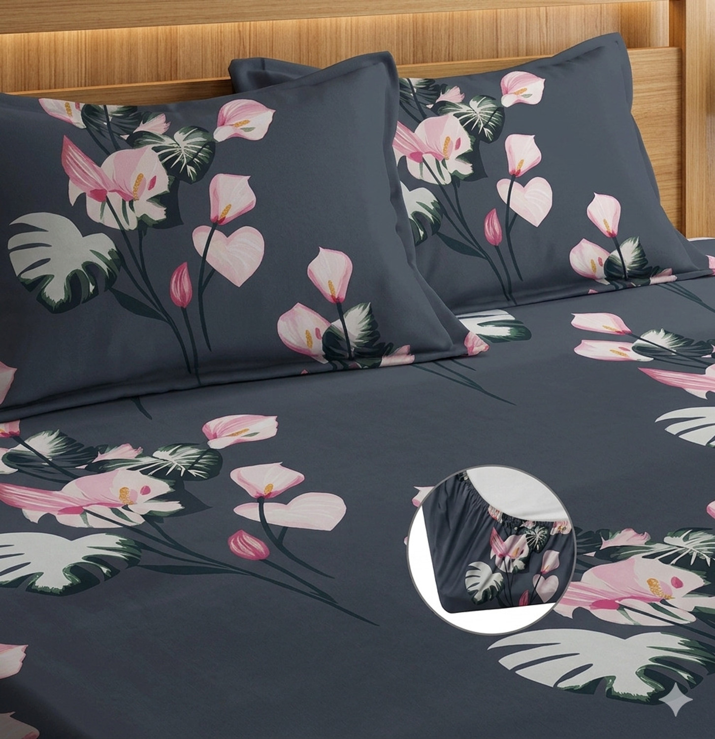 Image of Prosseya Cotton Queen, King, Double Fitted (Elastic) 180 TC Printed 1 Summer Bedsheet with 2 Pillow Covers
