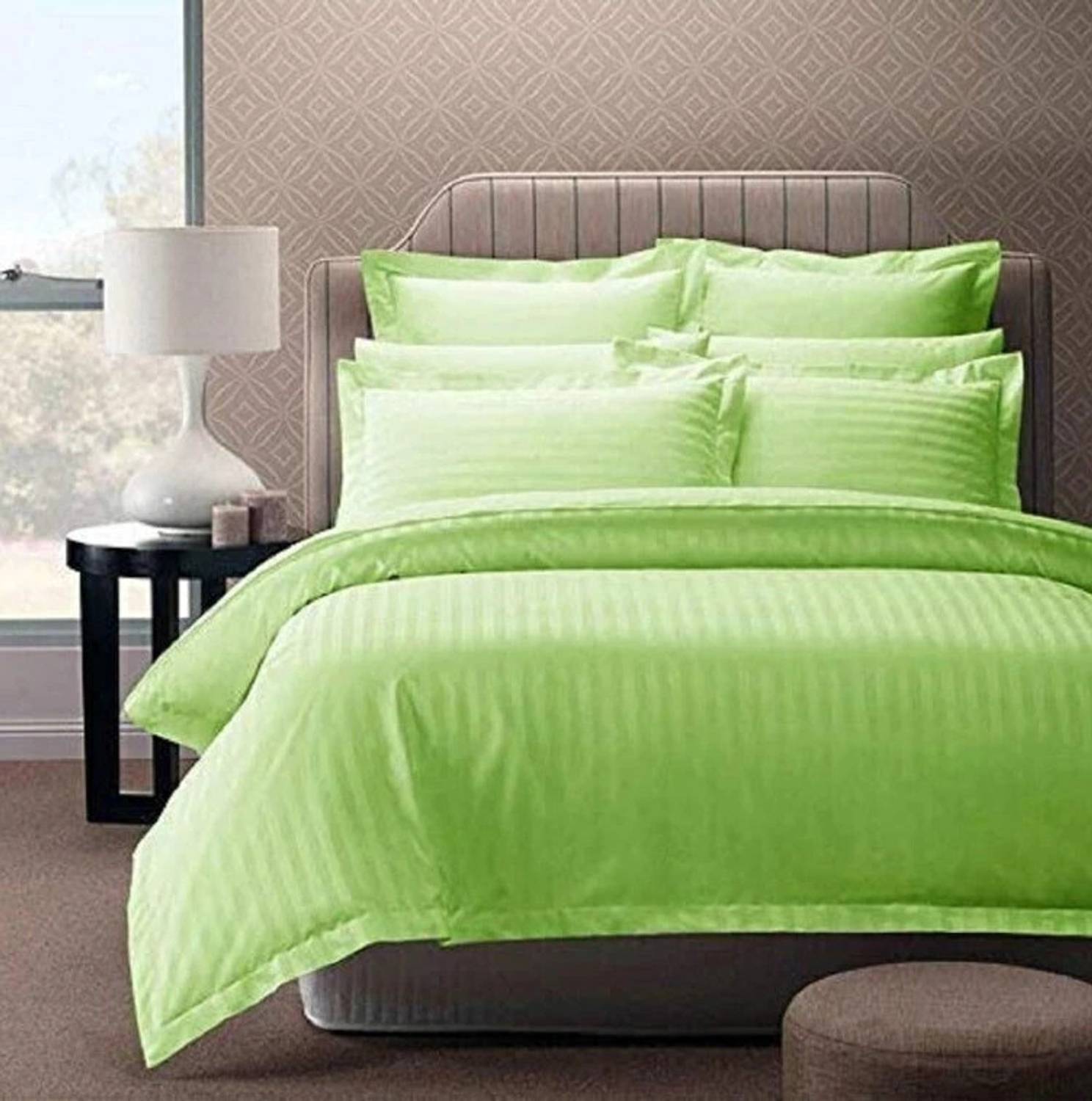 YASHI D COR Cotton King Flat 120 TC Striped 1 Bedsheet with 2 Pil