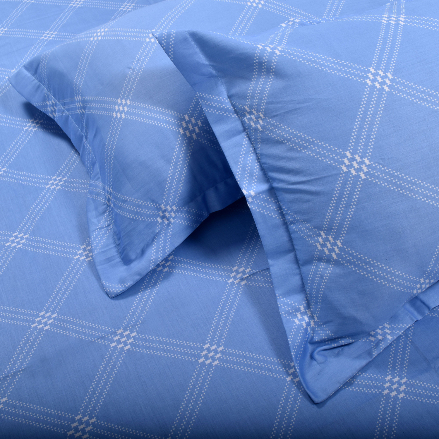 Image of Huesland Cotton Double Flat 210 TC Geometric 1 Bedsheet with 2 Pillow Covers