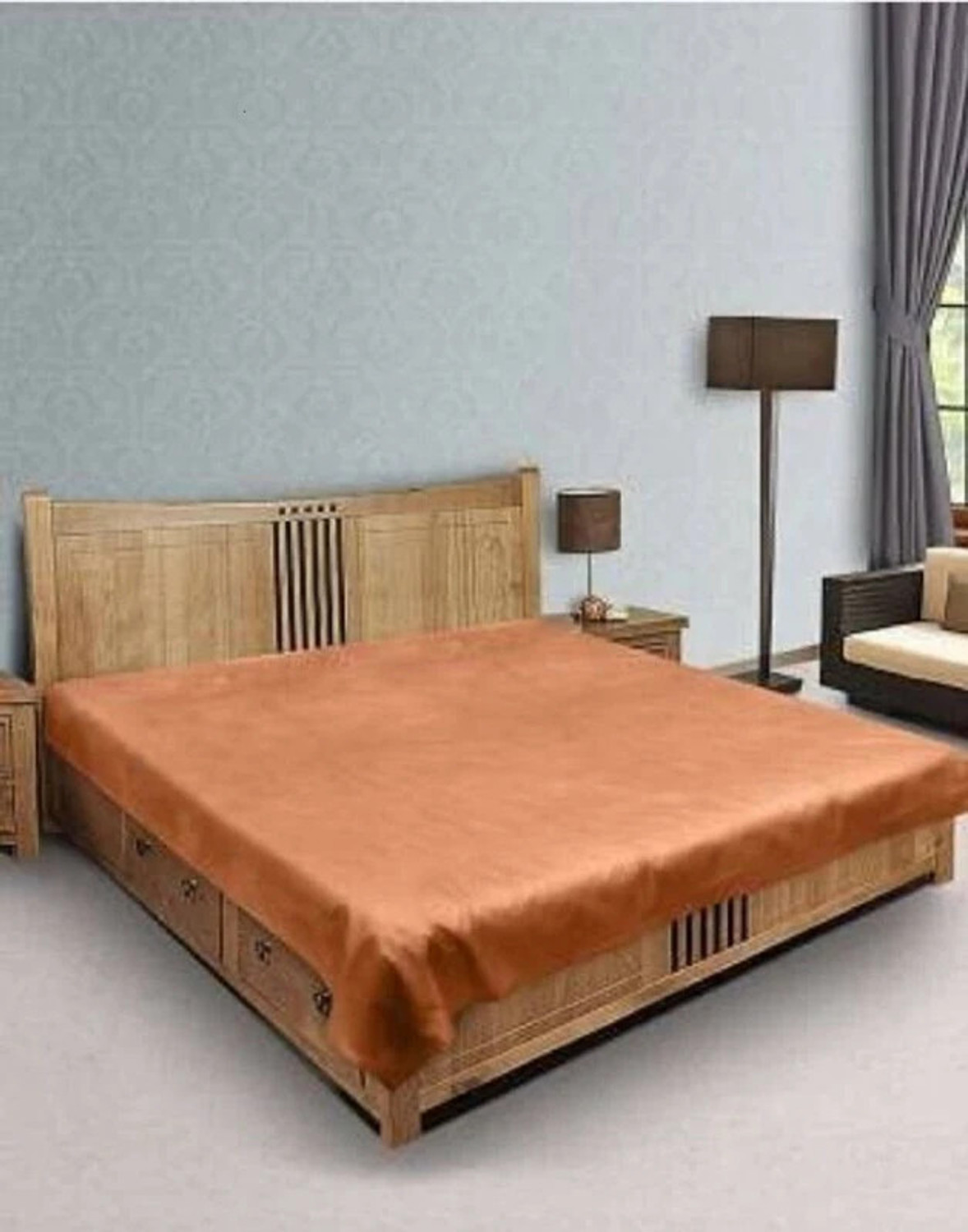Image of FashionPalace Polyester King Flat 100 TC Solid 1 Bedsheet with 2 Pillow Covers