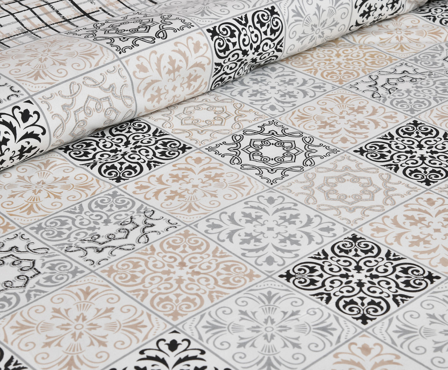 Image of Mafatlal Cotton Double Flat 144 TC Geometric 1 Bedsheet with 2 Pillow Covers