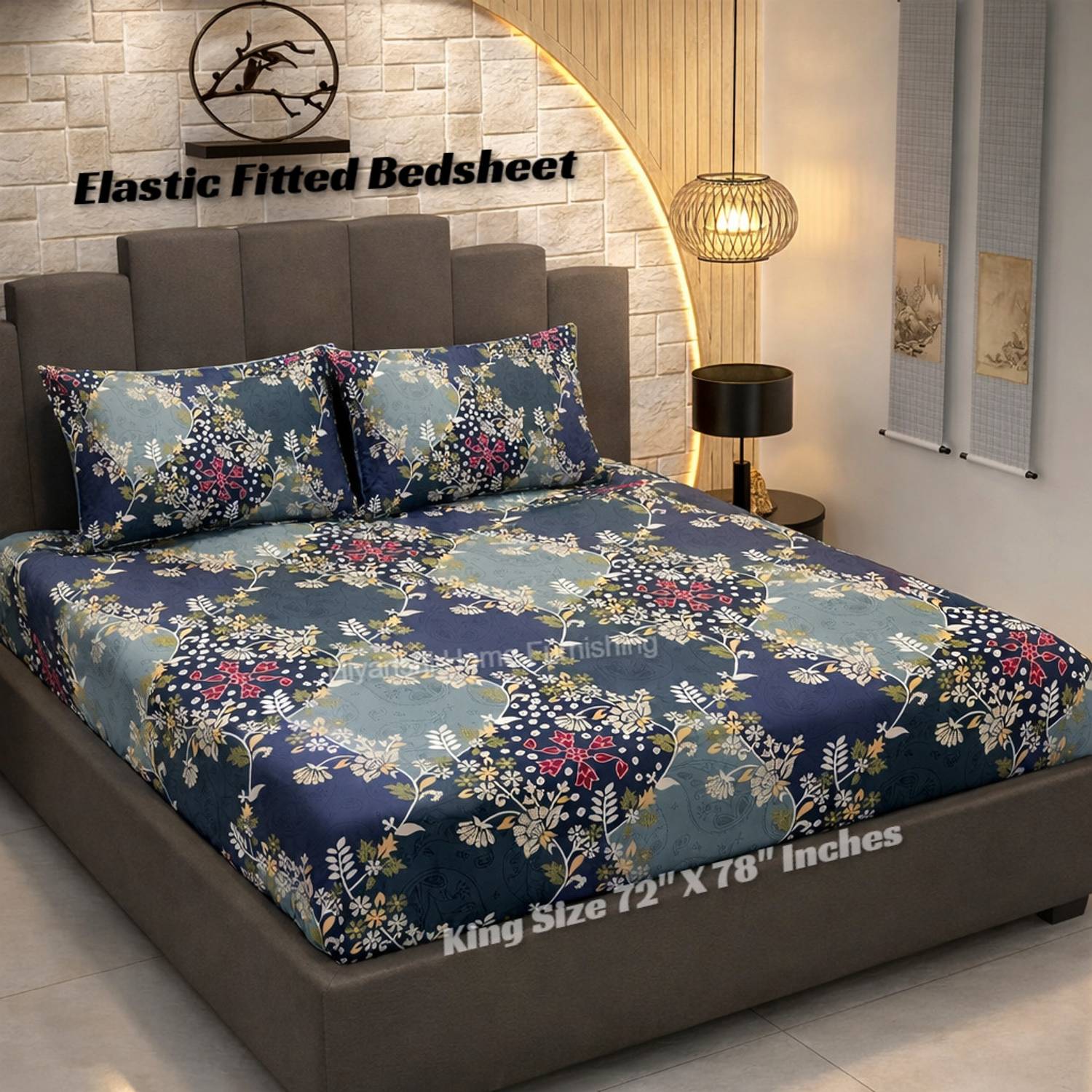 HIYANSHI HOME FURNISHING Cotton King Fitted (Elastic) 250 TC Flor